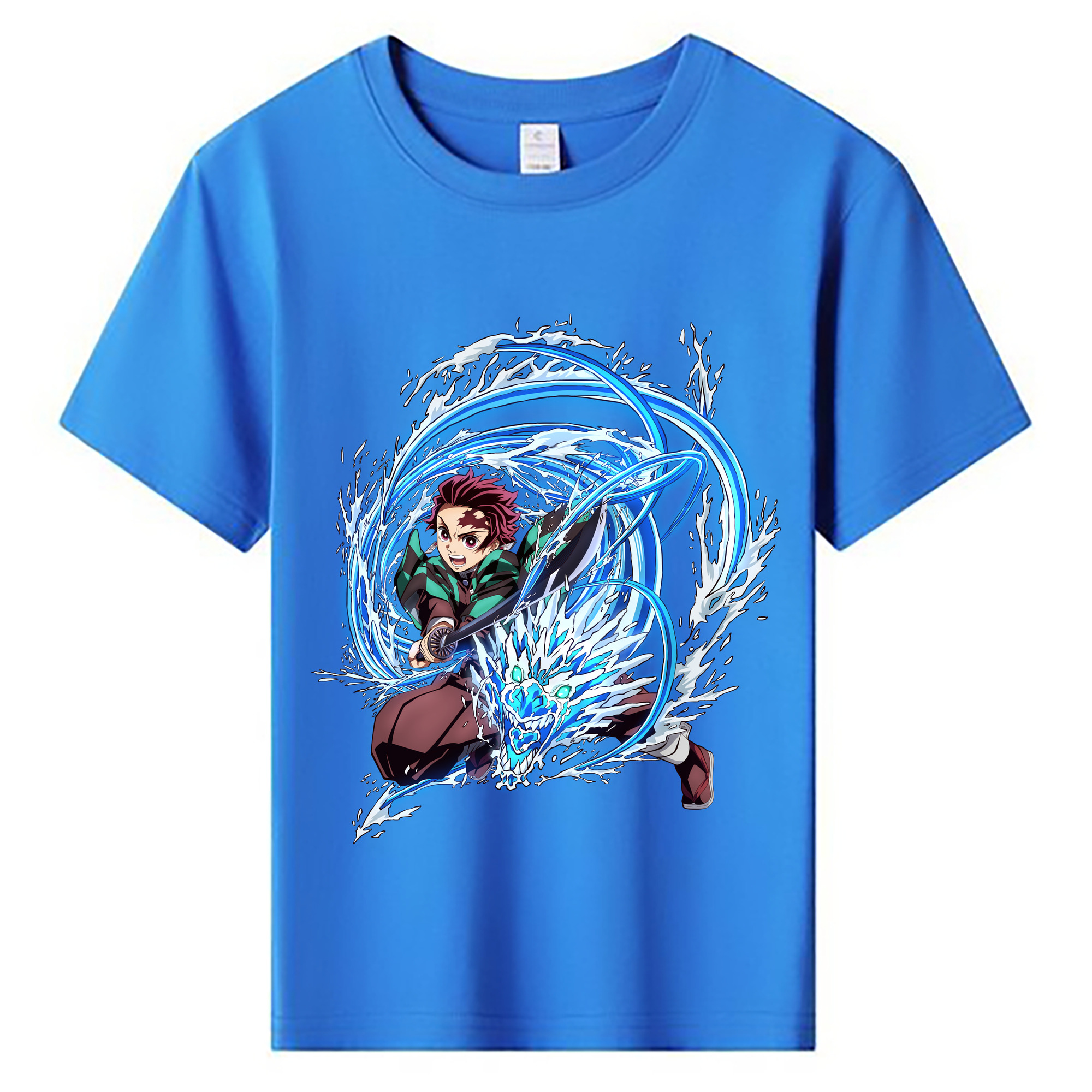 （画像用） 鬼滅の刃 竈門 炭治郎／かまど たんじろう Kamado Tanjirou 綿100％キッズTシャツ（フロントプリント）